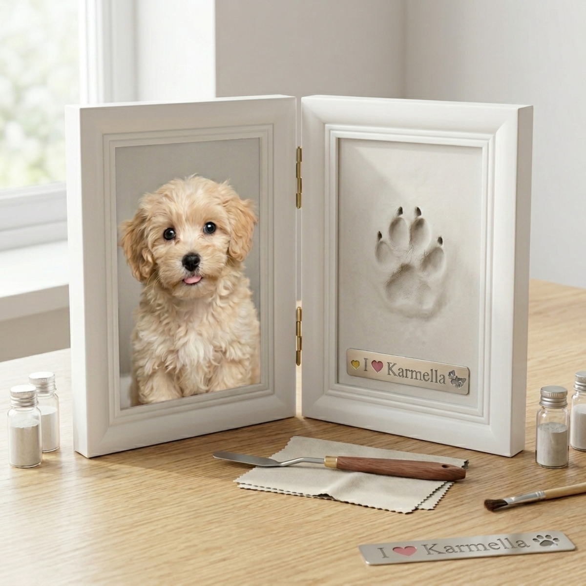 Karmella PawPrint – Elegancka ramka z odciskiem łapki i zdjęciem (Zestaw DIY)